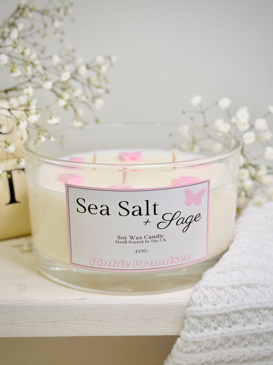 Sea Salt + Sage 3 Wick Candle